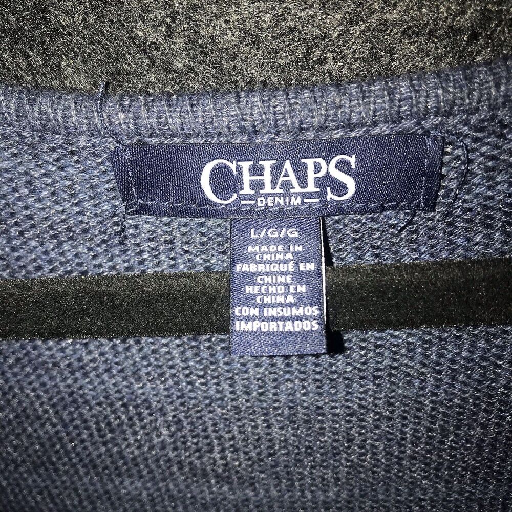 Chaps Denim Knit Vest Blue Aztec Southwestern Colorful Trim Women’s Size‎ Large - Picture 2 of 11